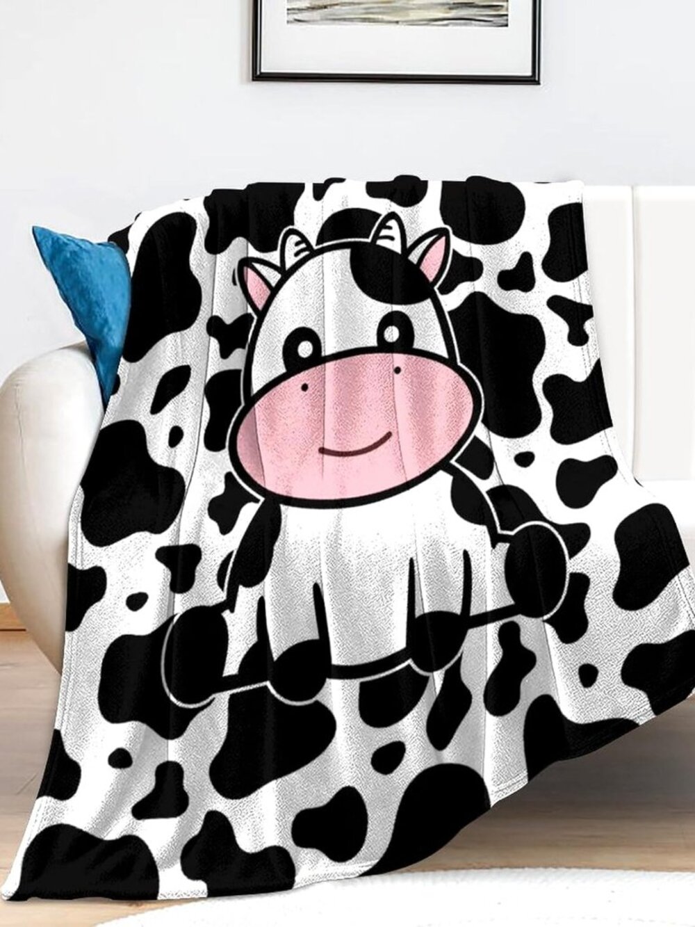Cute Cow Blanket Soft Cozy Flannel Cow Throw Blankets Kids Adults for Bedding Be